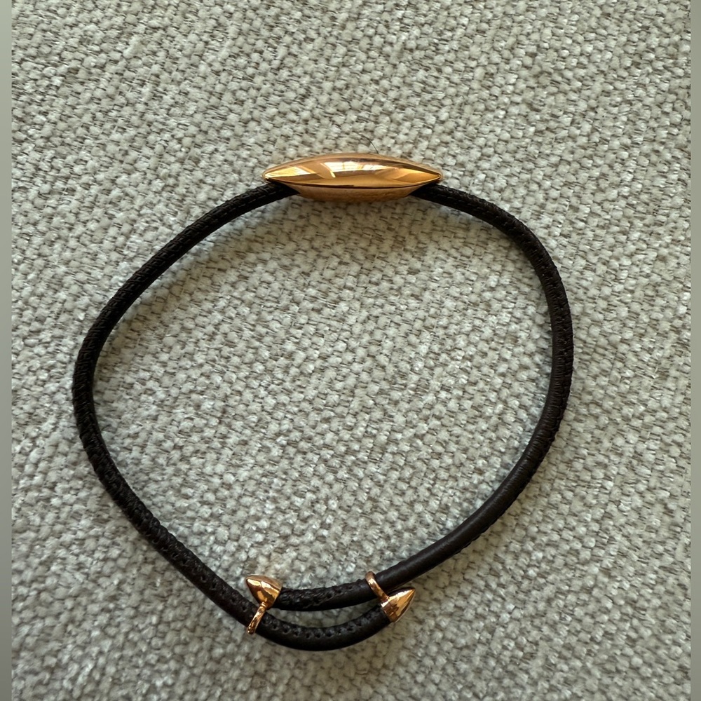 Mattia Cielo Brown Leather Bracelet with Rose Gold